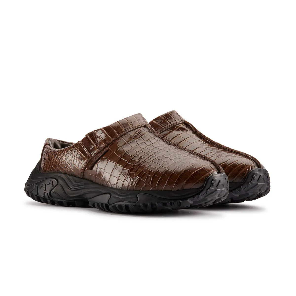   Martine rose CUR Clog 1 'Cuir crocodile marron'