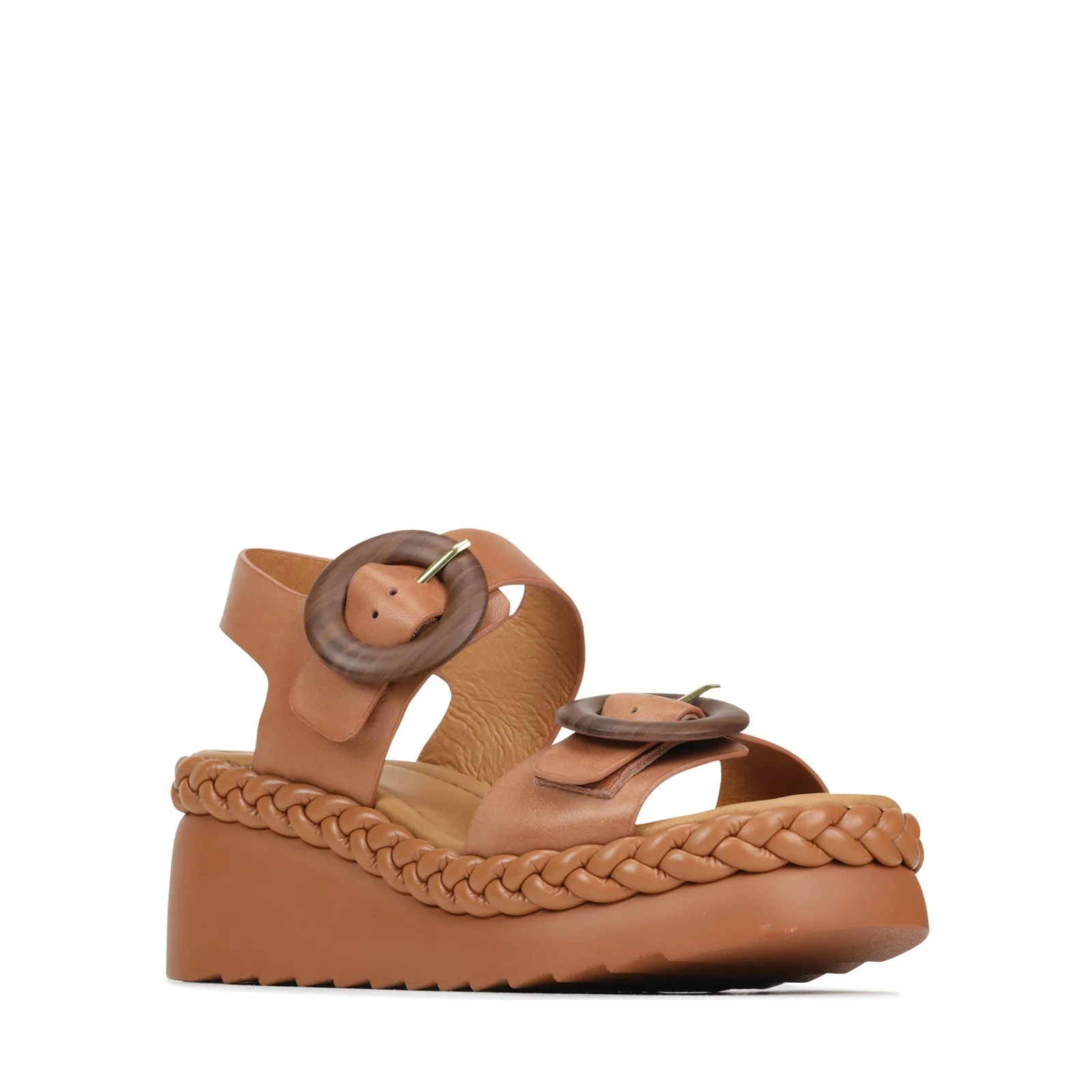 SANDALES À TALON COMPENSÉ EN CUIR MENORCA