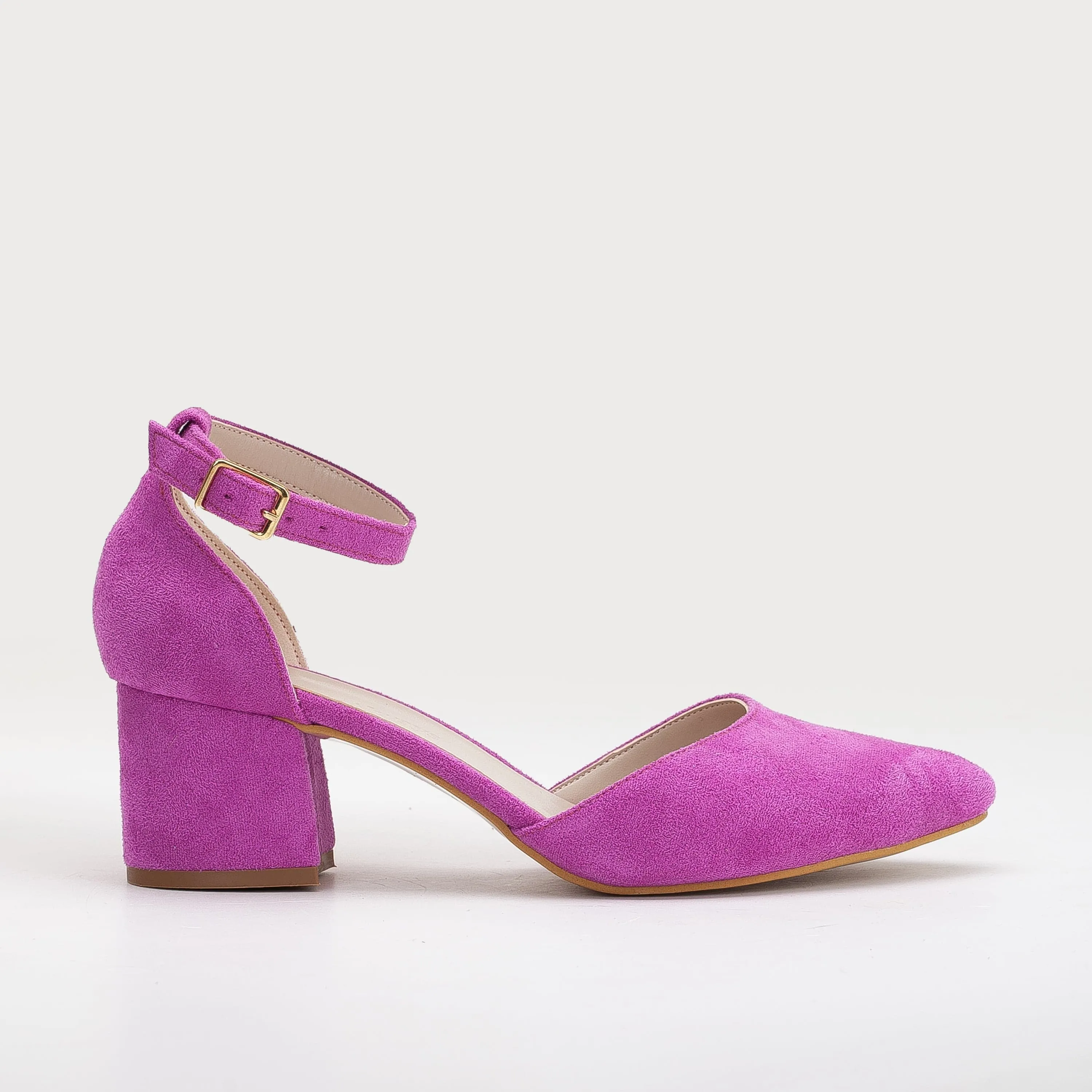 Miranda Vegan Velvet Pearl Talons Bas | Fuchsia