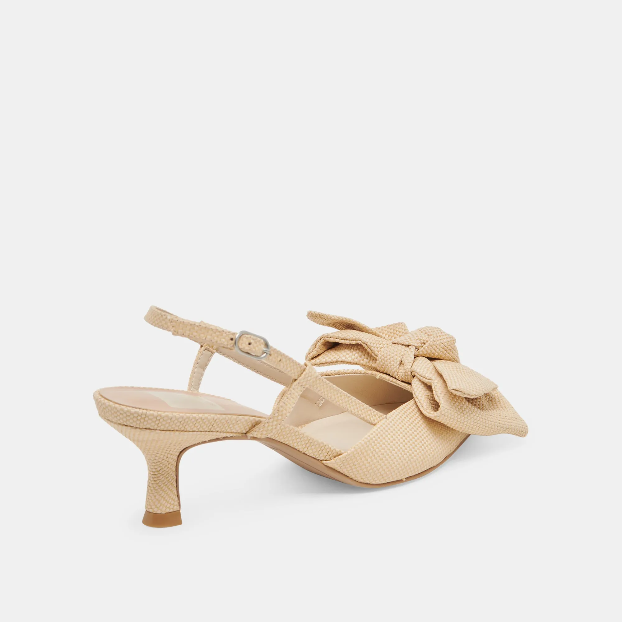 ODELA BOW TALONS NATURELS EN RAFIA TISSÉ