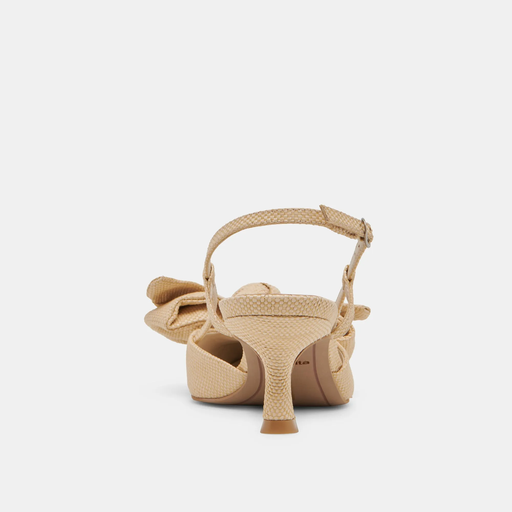 ODELA BOW TALONS NATURELS EN RAFIA TISSÉ