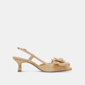ODELA BOW TALONS NATURELS EN RAFIA TISSÉ