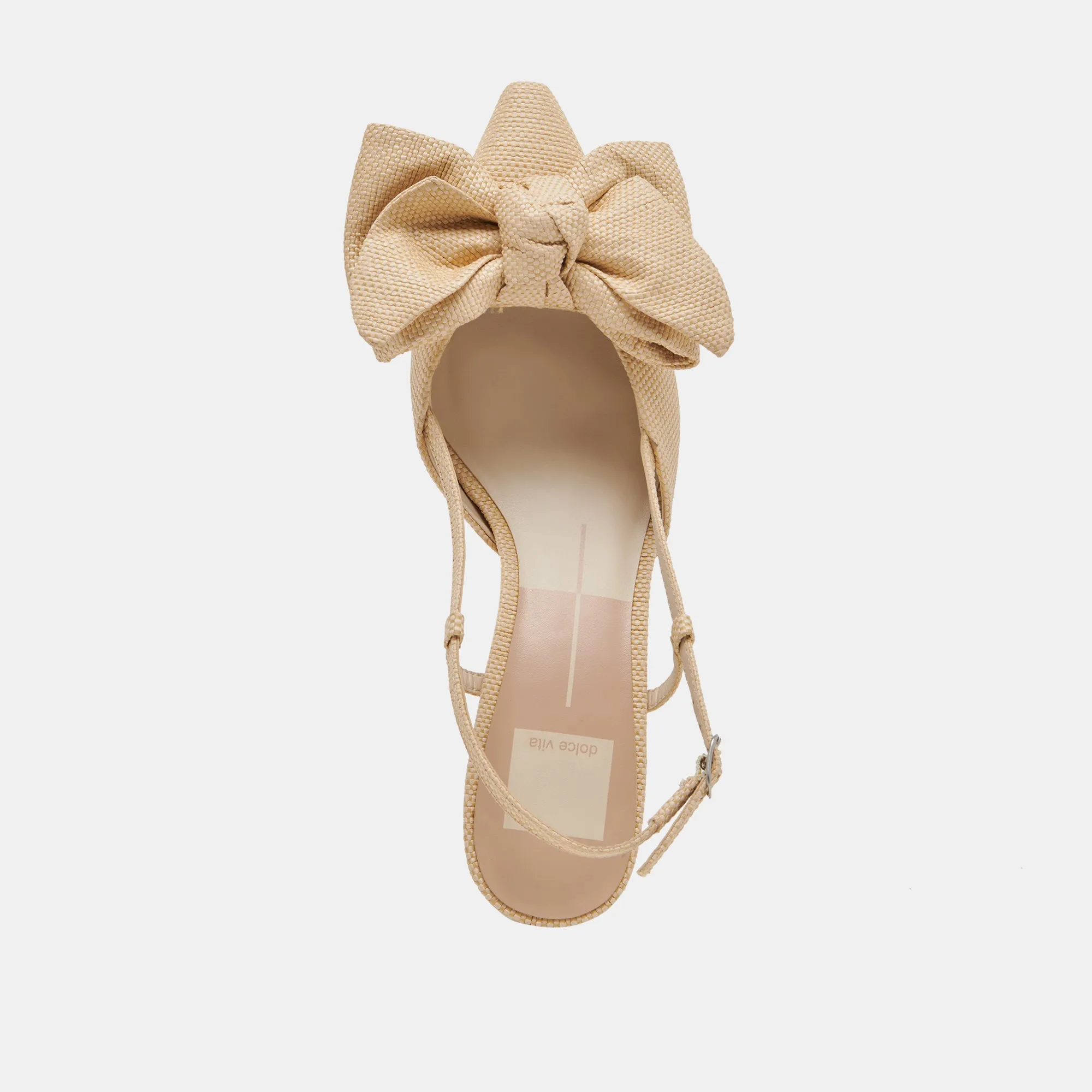 ODELA BOW TALONS NATURELS EN RAFIA TISSÉ