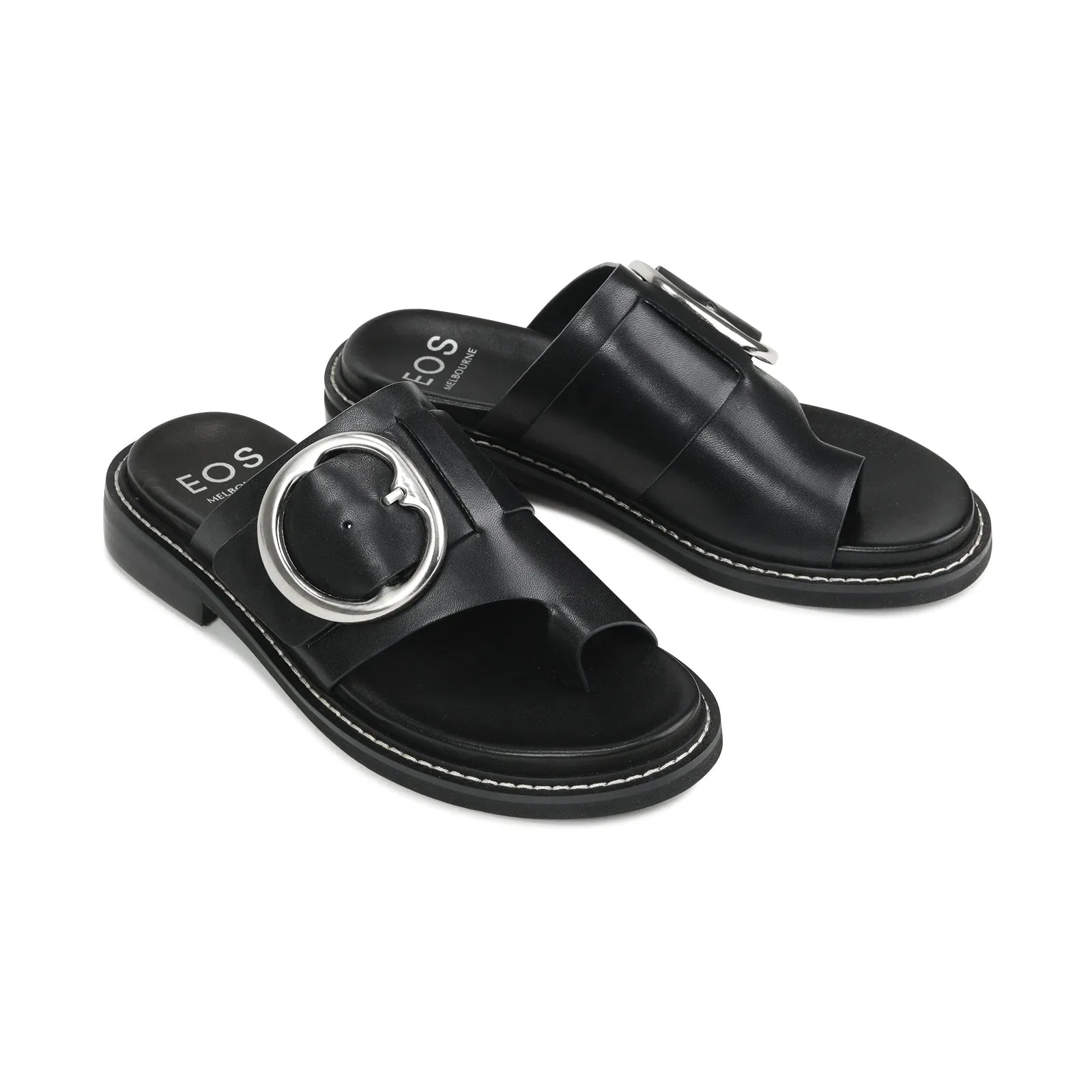 SANDALES SLIDE EN CUIR ORN