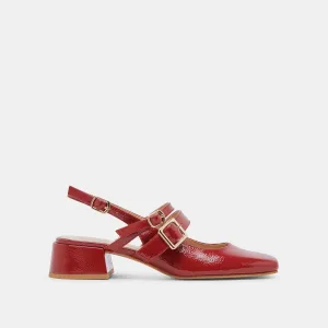 PATZY TALONS CRIMSON CUIR VERNIS FROISSÉ