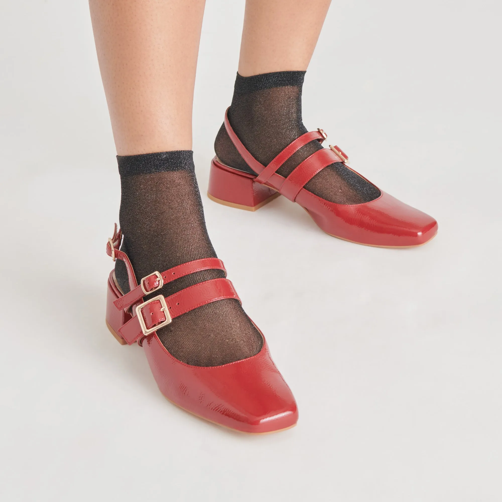 PATZY TALONS CRIMSON CUIR VERNIS FROISSÉ