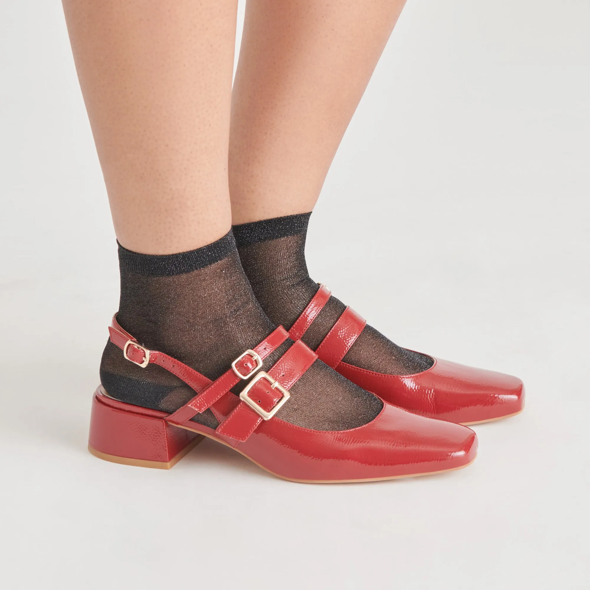 PATZY TALONS CRIMSON CUIR VERNIS FROISSÉ