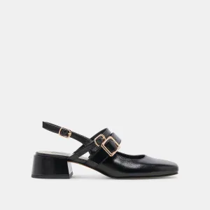 PATZY HEELS MIDNIGHT CUIR VERNI FROISSÉ