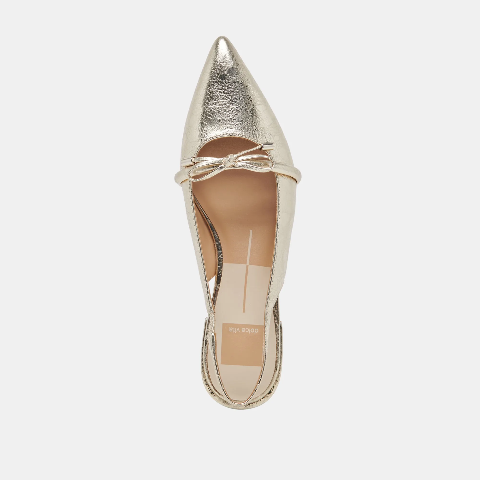 PAYGE FLATS CUIR PLATINE DISTRESSÉ