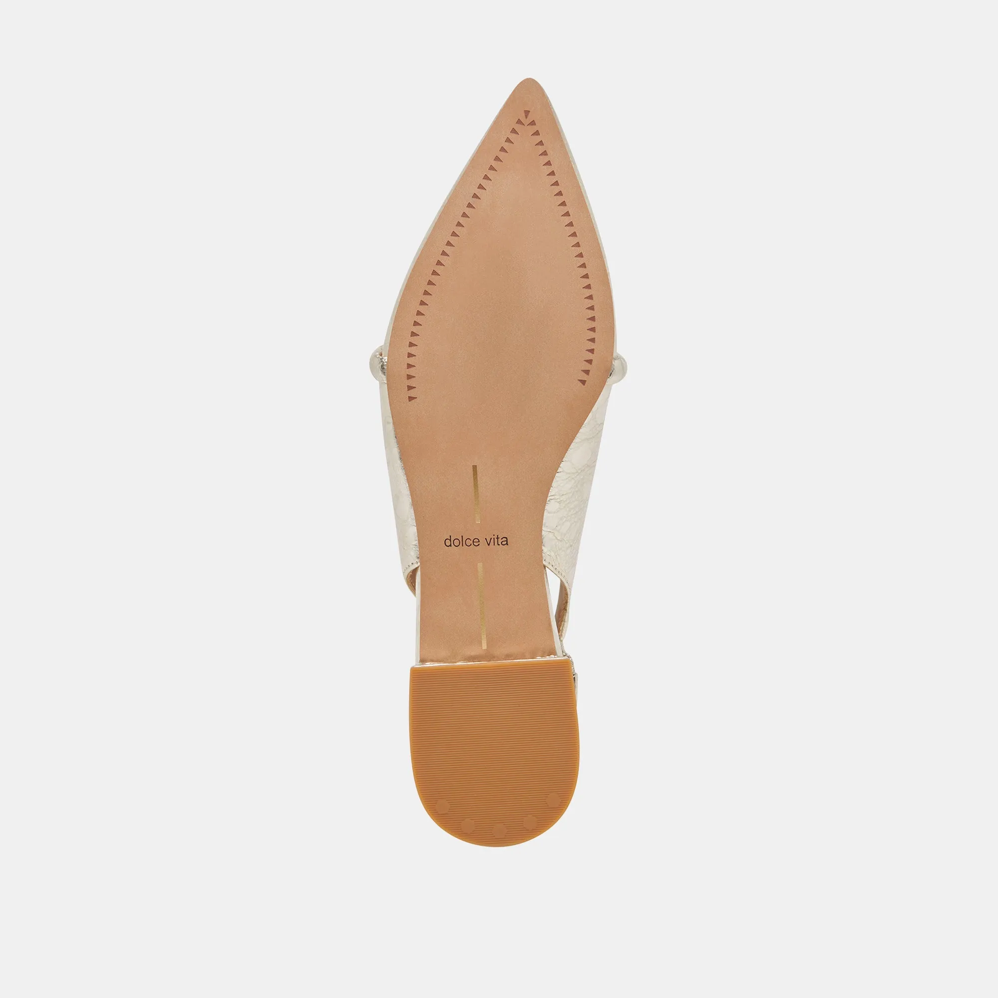 PAYGE FLATS CUIR PLATINE DISTRESSÉ