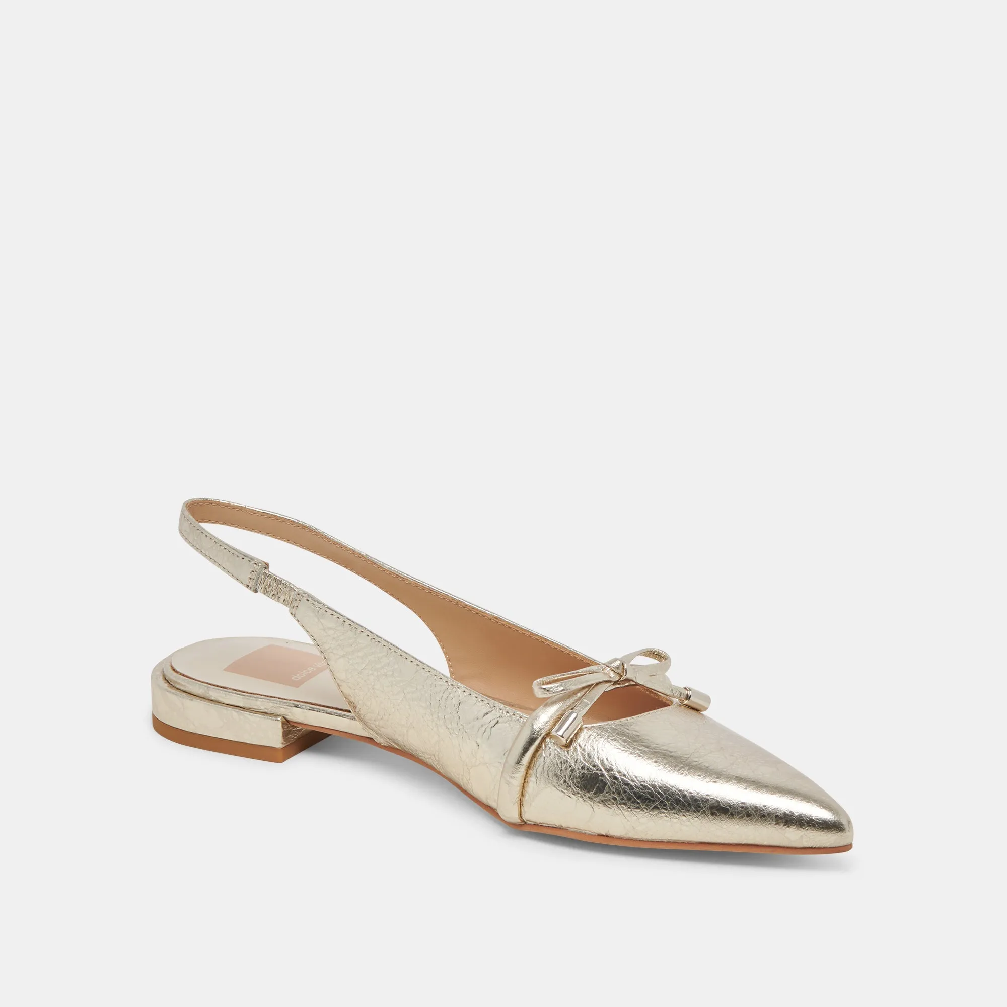 PAYGE FLATS CUIR PLATINE DISTRESSÉ