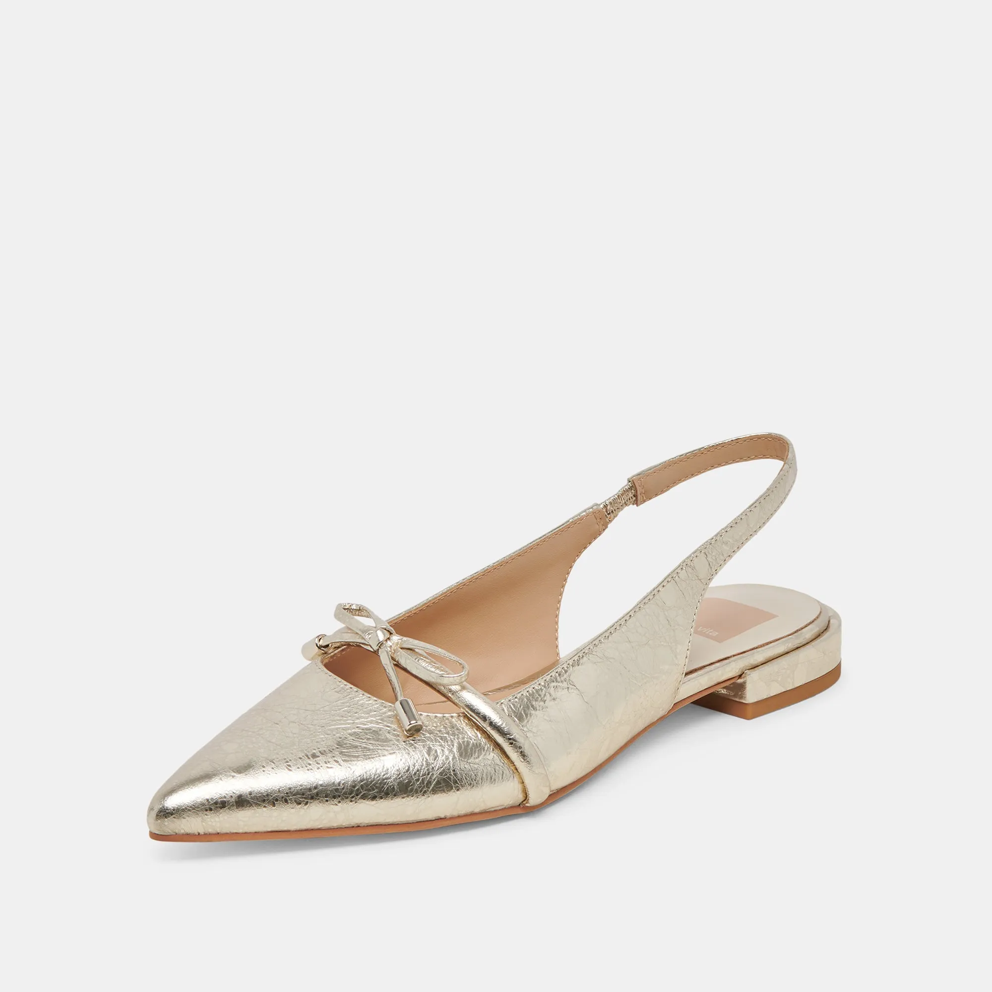 PAYGE FLATS CUIR PLATINE DISTRESSÉ