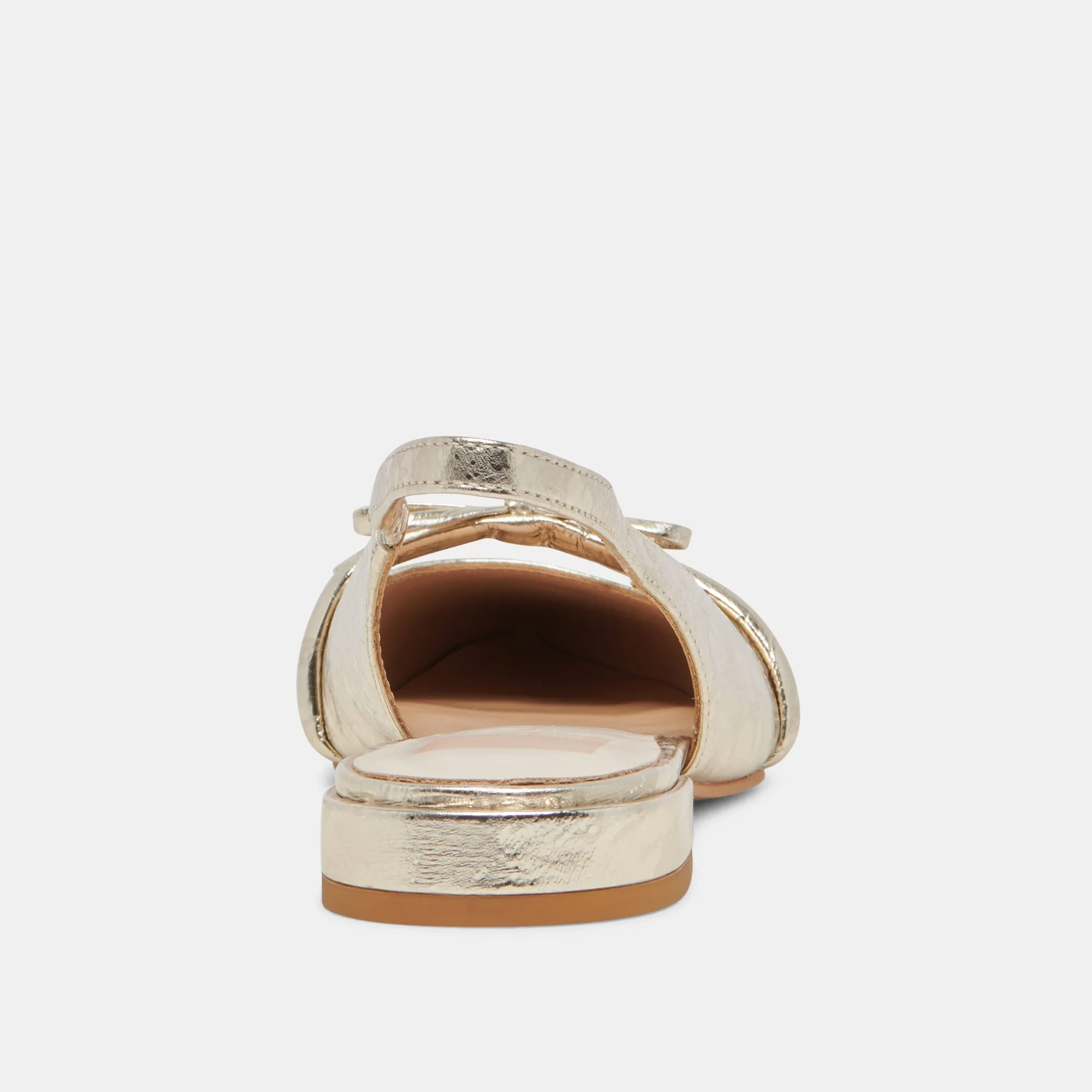 PAYGE FLATS CUIR PLATINE DISTRESSÉ