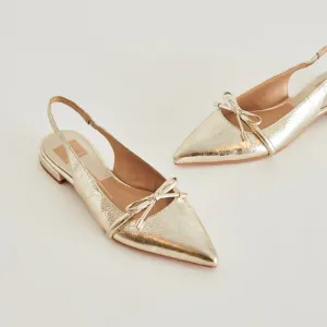PAYGE FLATS CUIR PLATINE DISTRESSÉ
