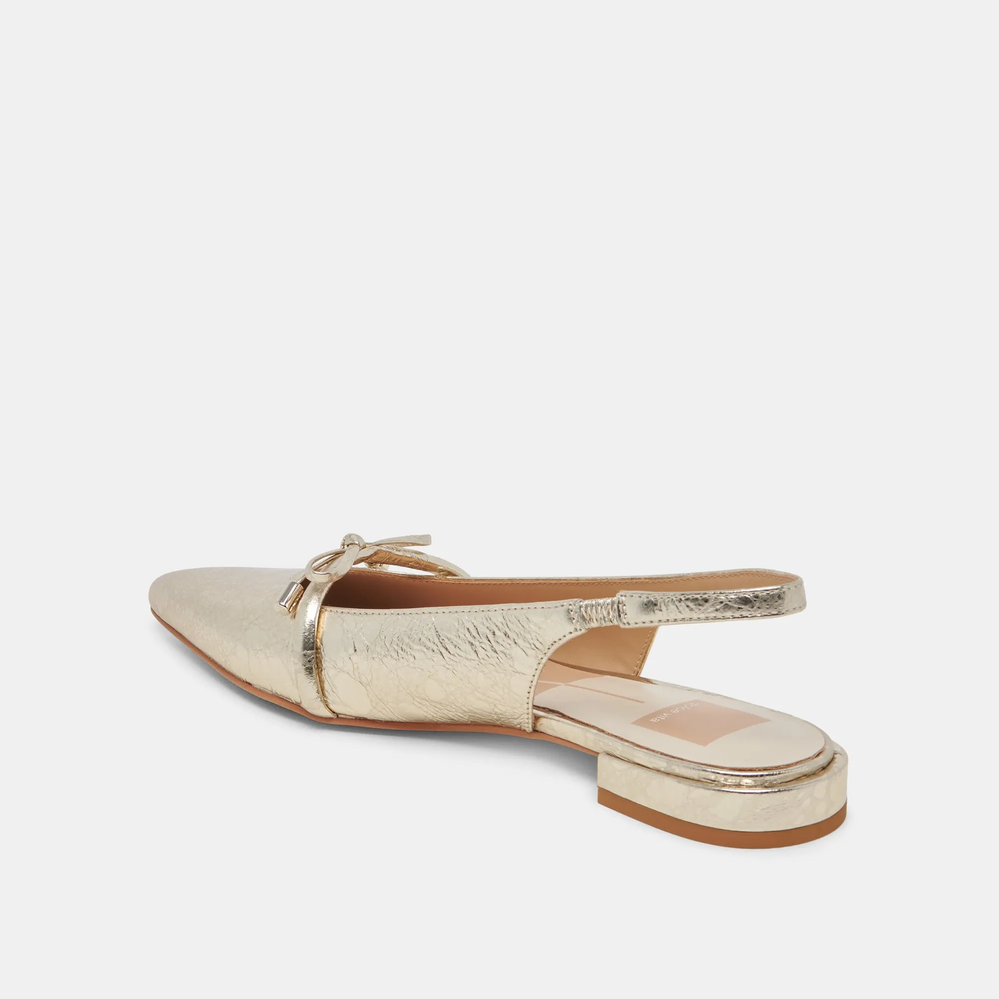 PAYGE FLATS CUIR PLATINE DISTRESSÉ