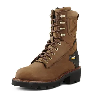 Botte Powerline imperméable à embout souple de 8 pouces, couleur marron vieilli huilé