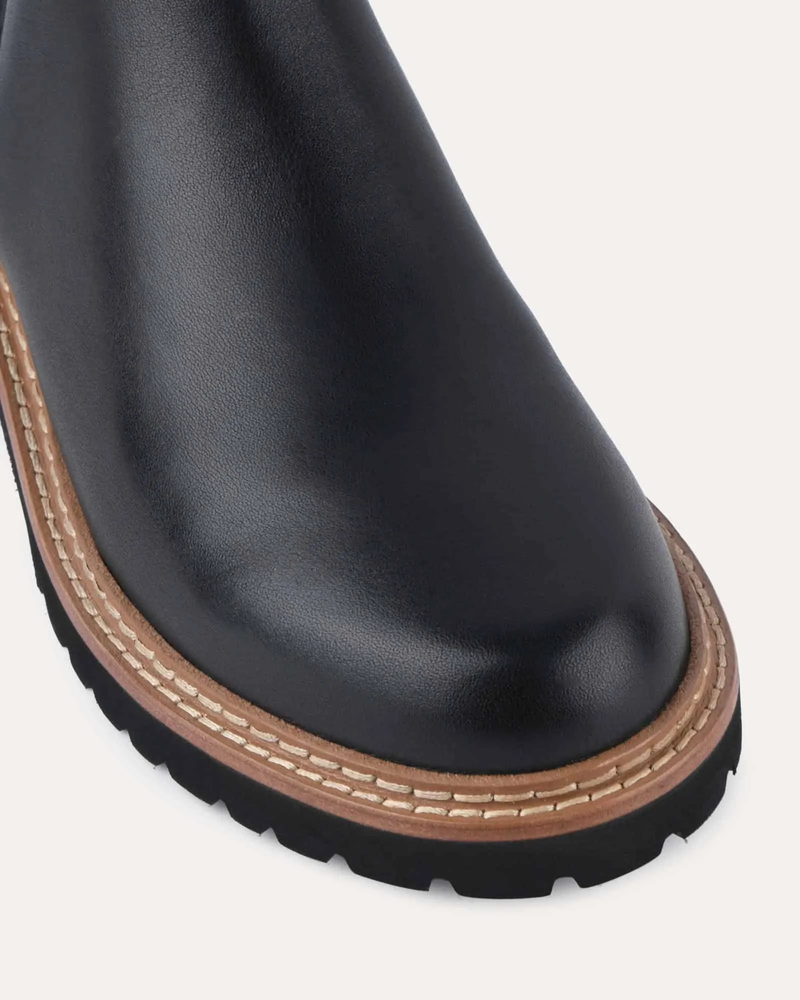 BOTTINES SAMIRA À TALON PLAT EN CUIR NOIR