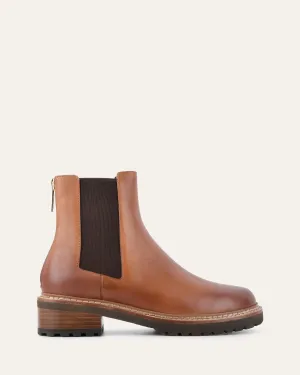 BOTTINES PLATES SAMIRA EN CUIR BRANDY