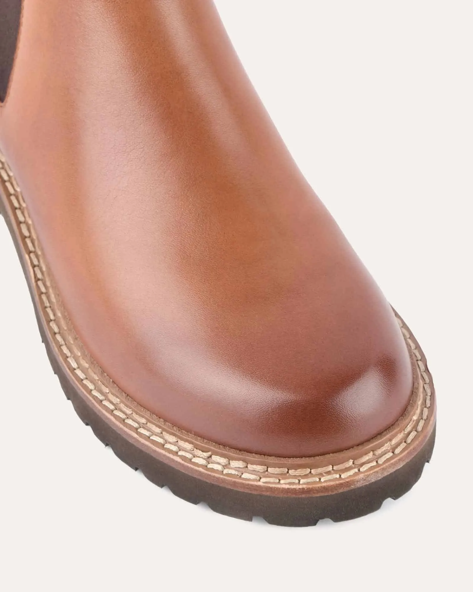 BOTTINES PLATES SAMIRA EN CUIR BRANDY