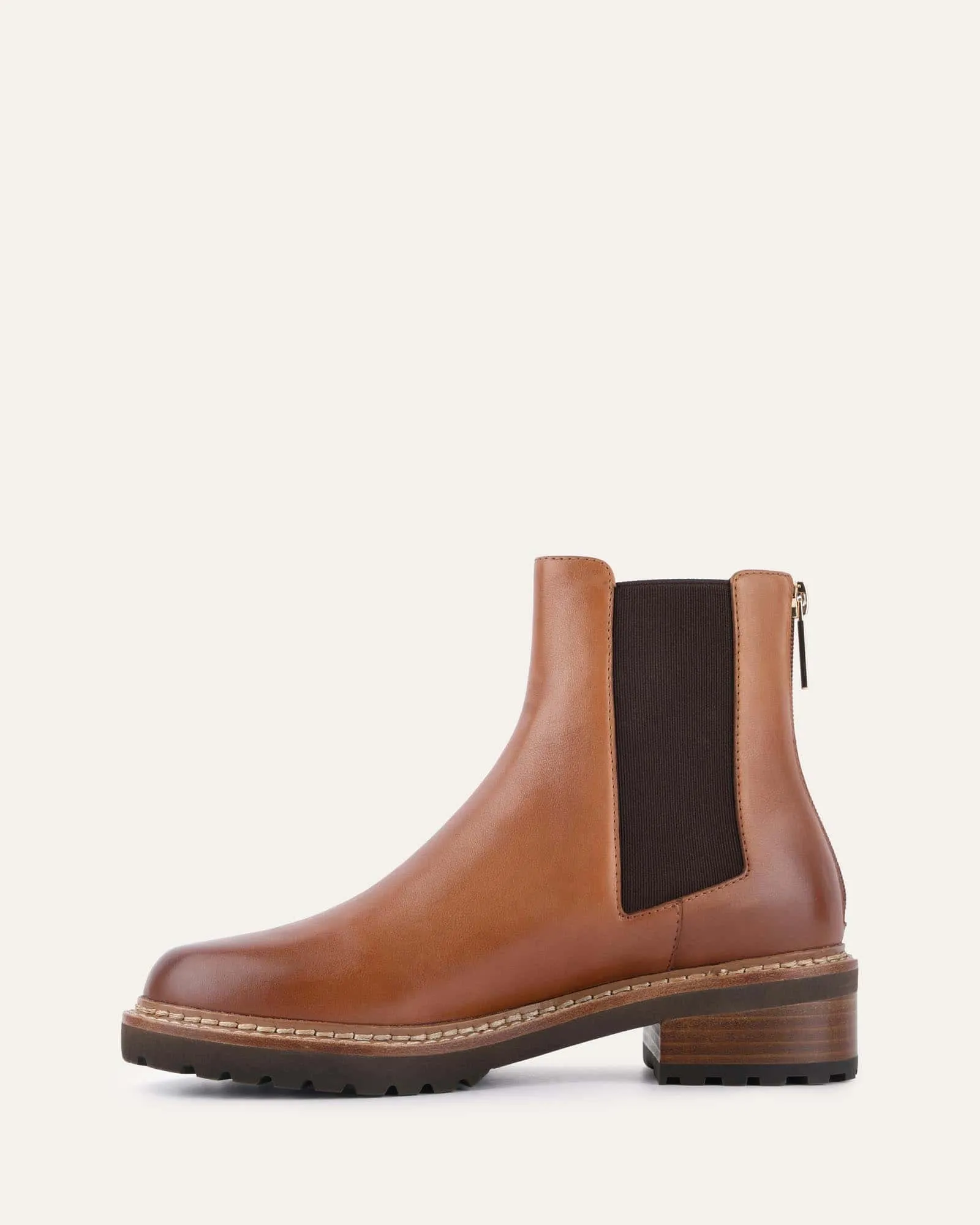 BOTTINES PLATES SAMIRA EN CUIR BRANDY