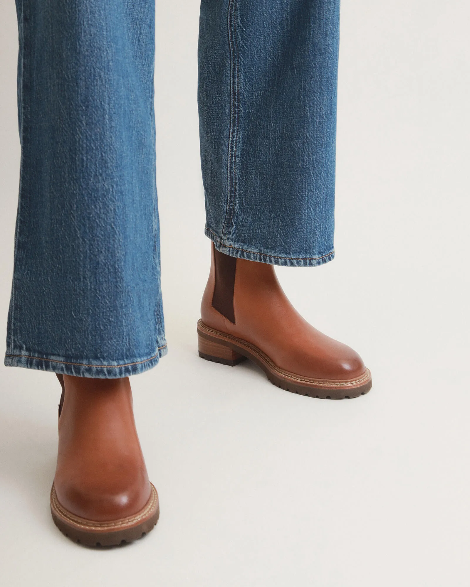 BOTTINES PLATES SAMIRA EN CUIR BRANDY