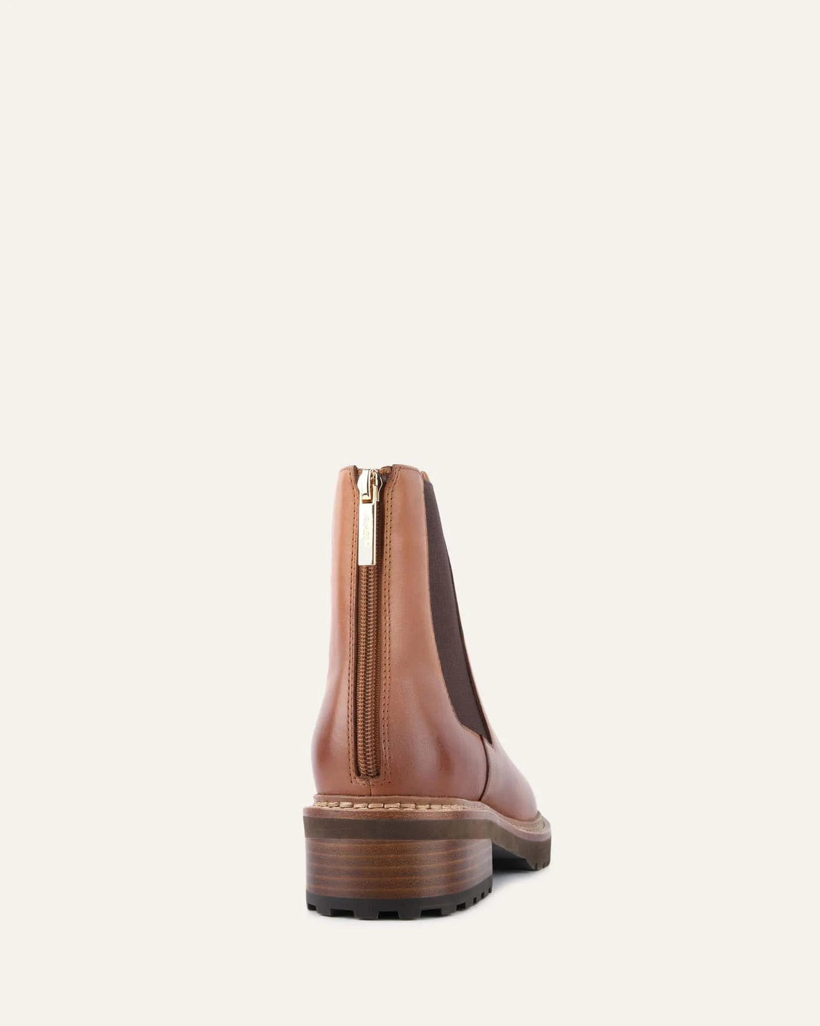 BOTTINES PLATES SAMIRA EN CUIR BRANDY
