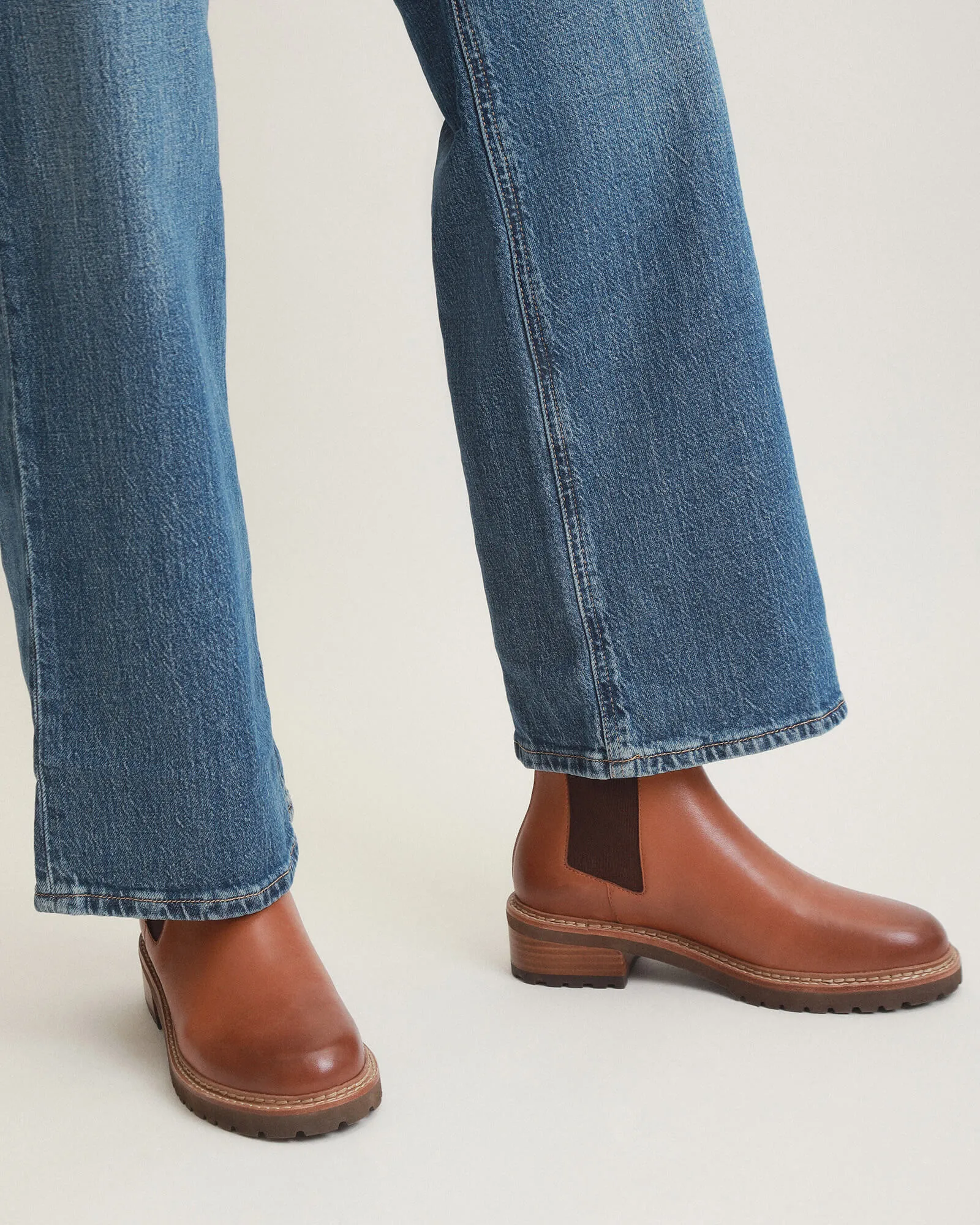 BOTTINES PLATES SAMIRA EN CUIR BRANDY