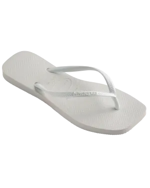 Tongs plates carrées fines en blanc