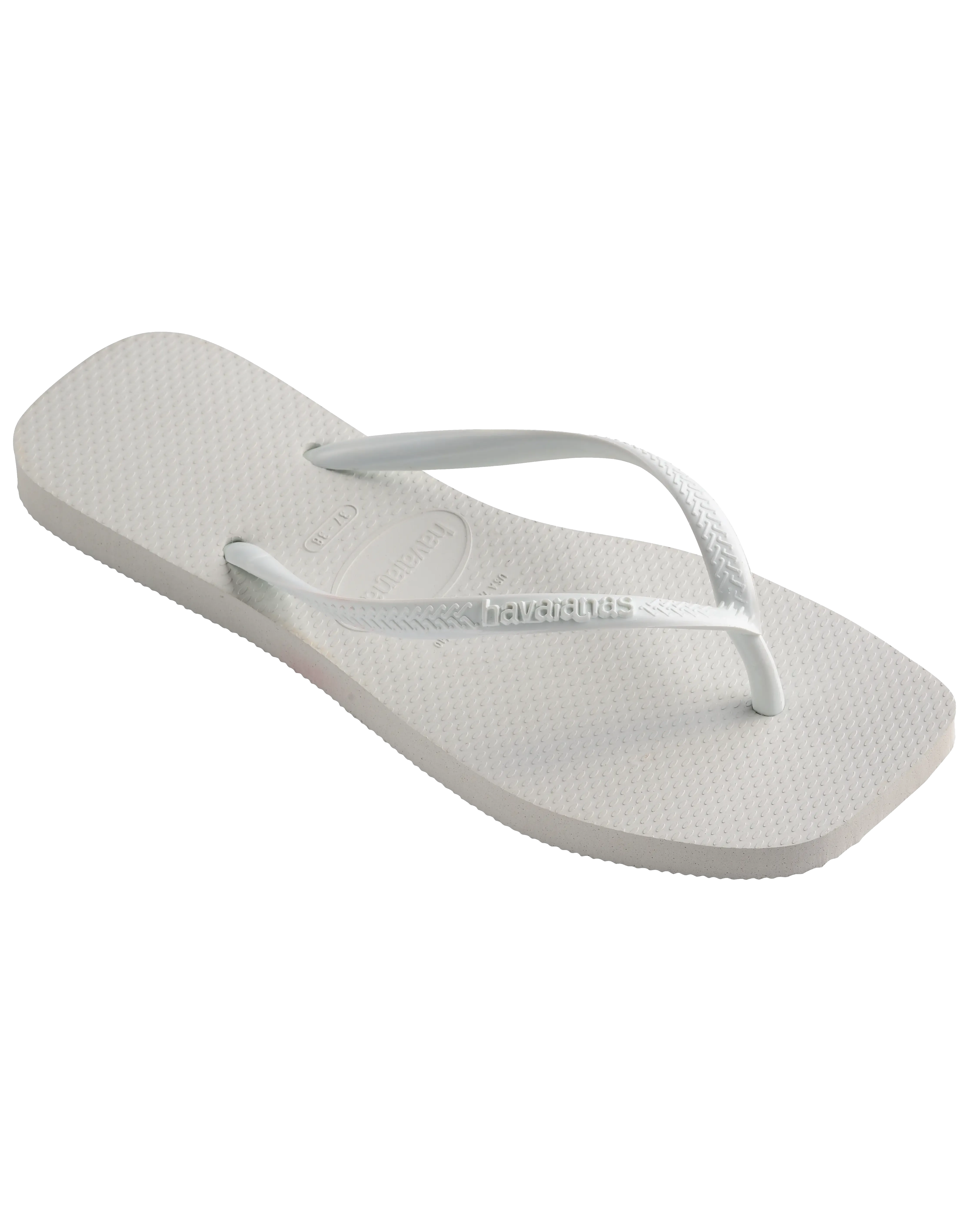 Tongs plates carrées fines en blanc