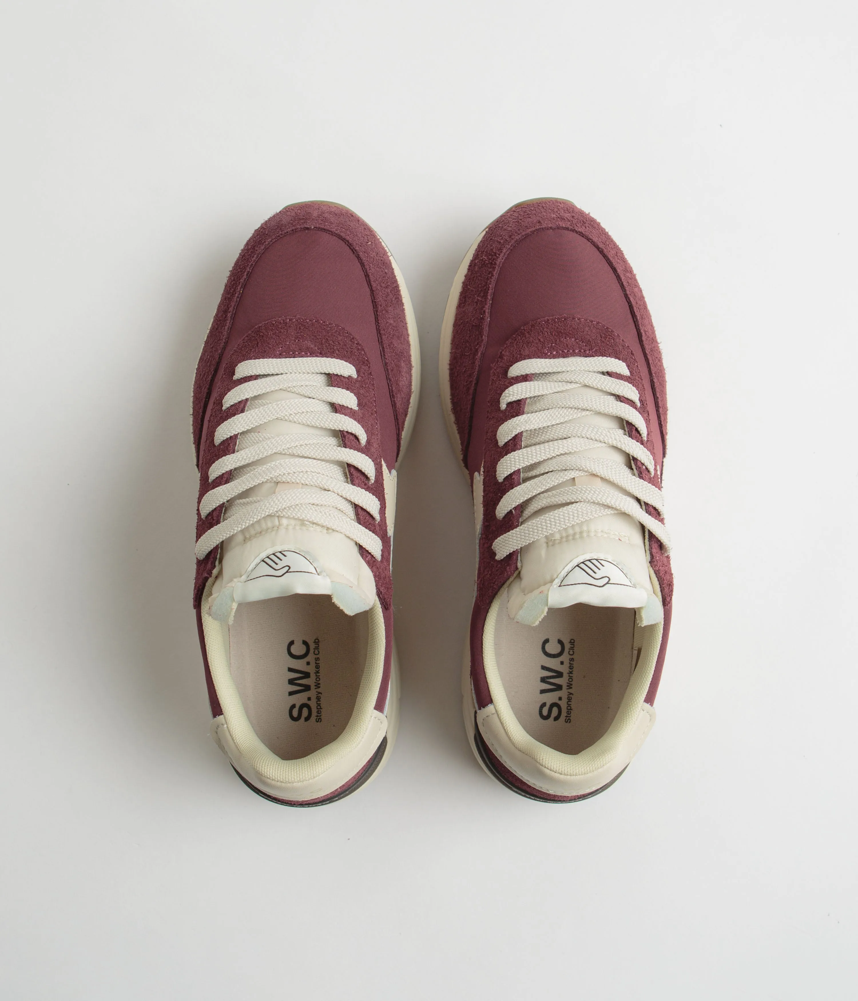 Stepney Workers Club Osier S-Strike Chaussures en Suède Brut - Rouge Universitaire Stepney Workers Club