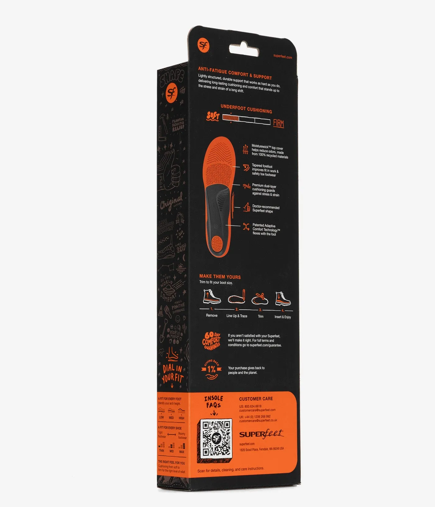 Semelles intérieures Superfeet Work Cushion (Orange Bleu)