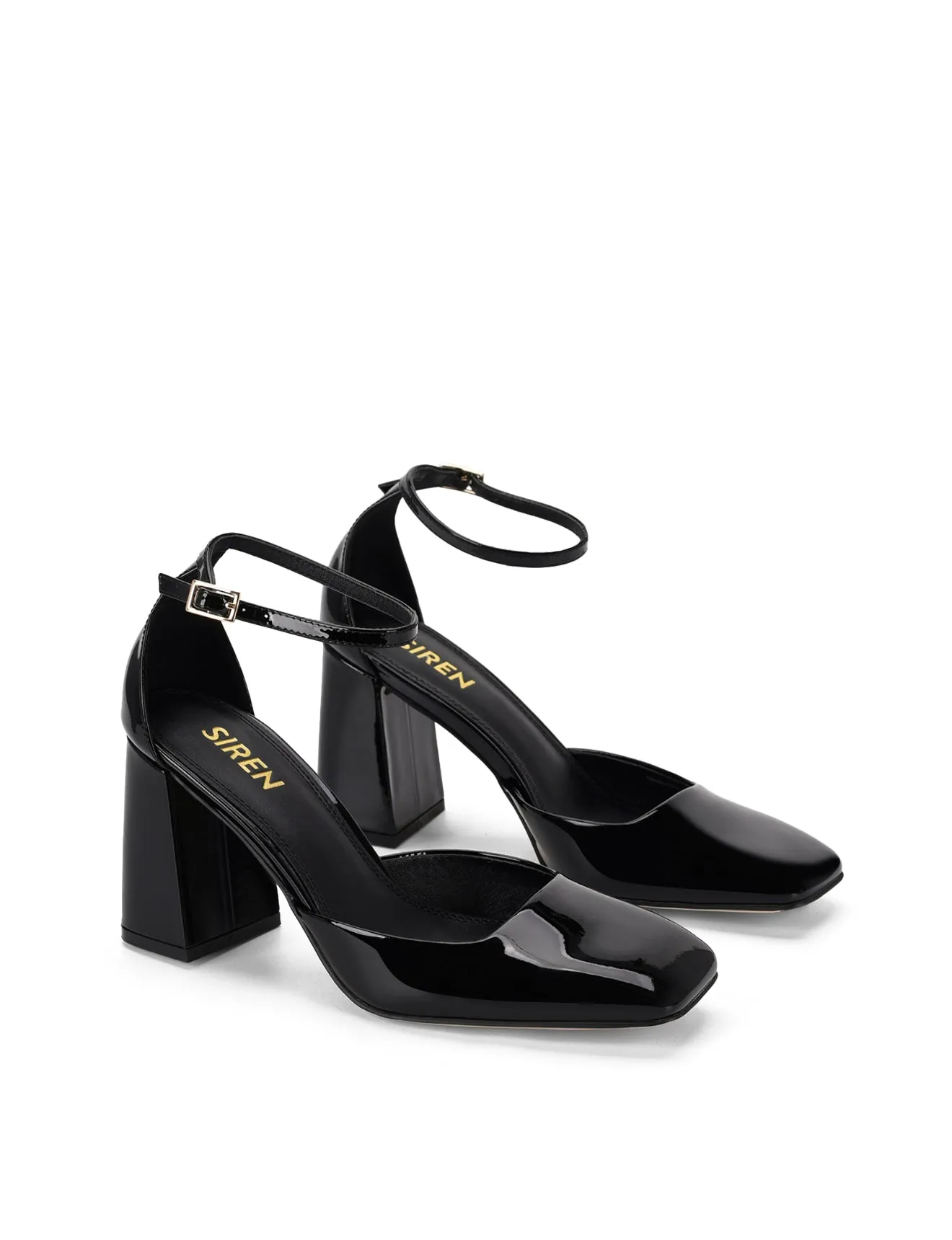 Talons Travis à bout fermé - Cuir verni noir