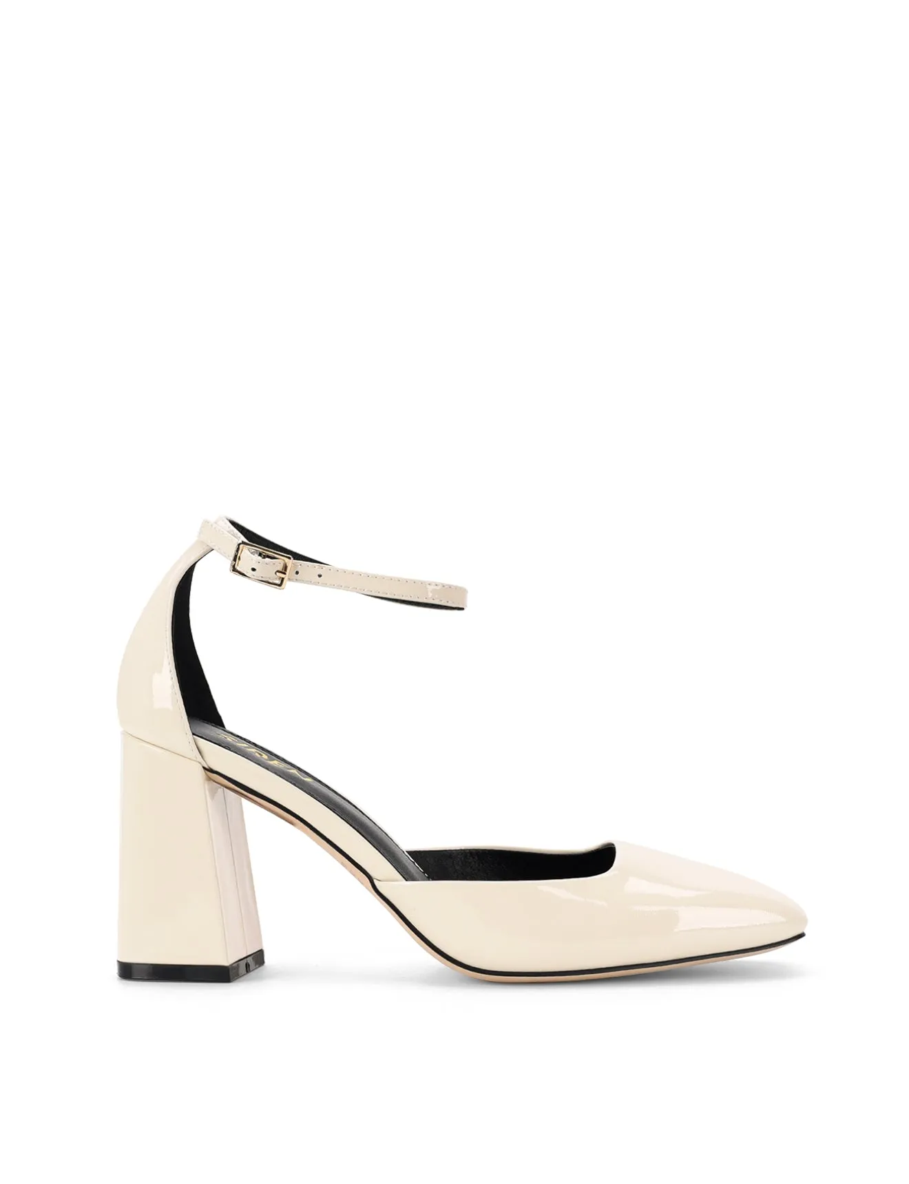 Talons Travis à bout fermé - Cuir verni blanc craie