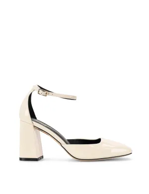 Talons Travis à bout fermé - Cuir verni blanc craie