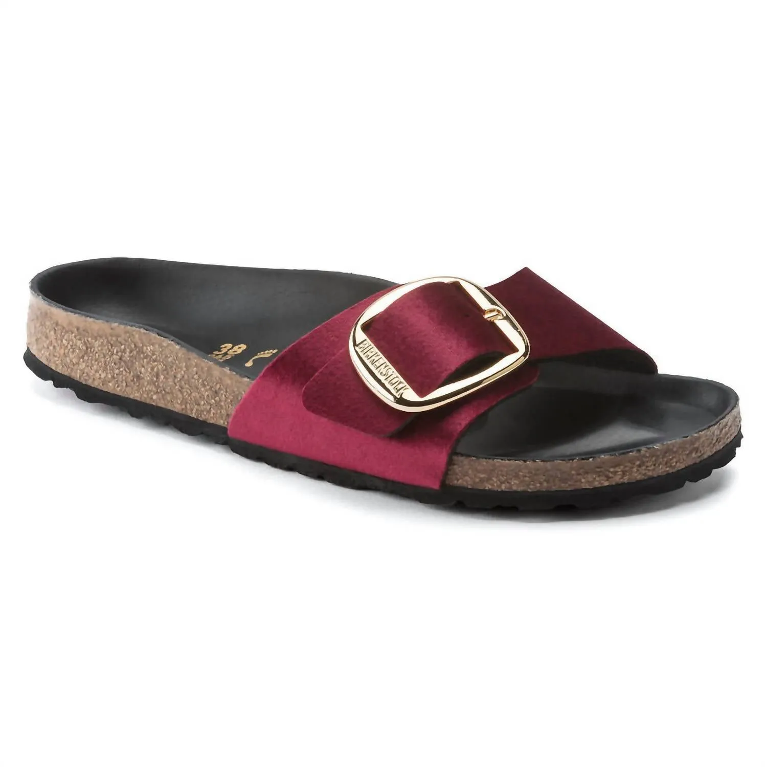 Sandale unisexe Madrid à grande boucle (étroite) en velours marron