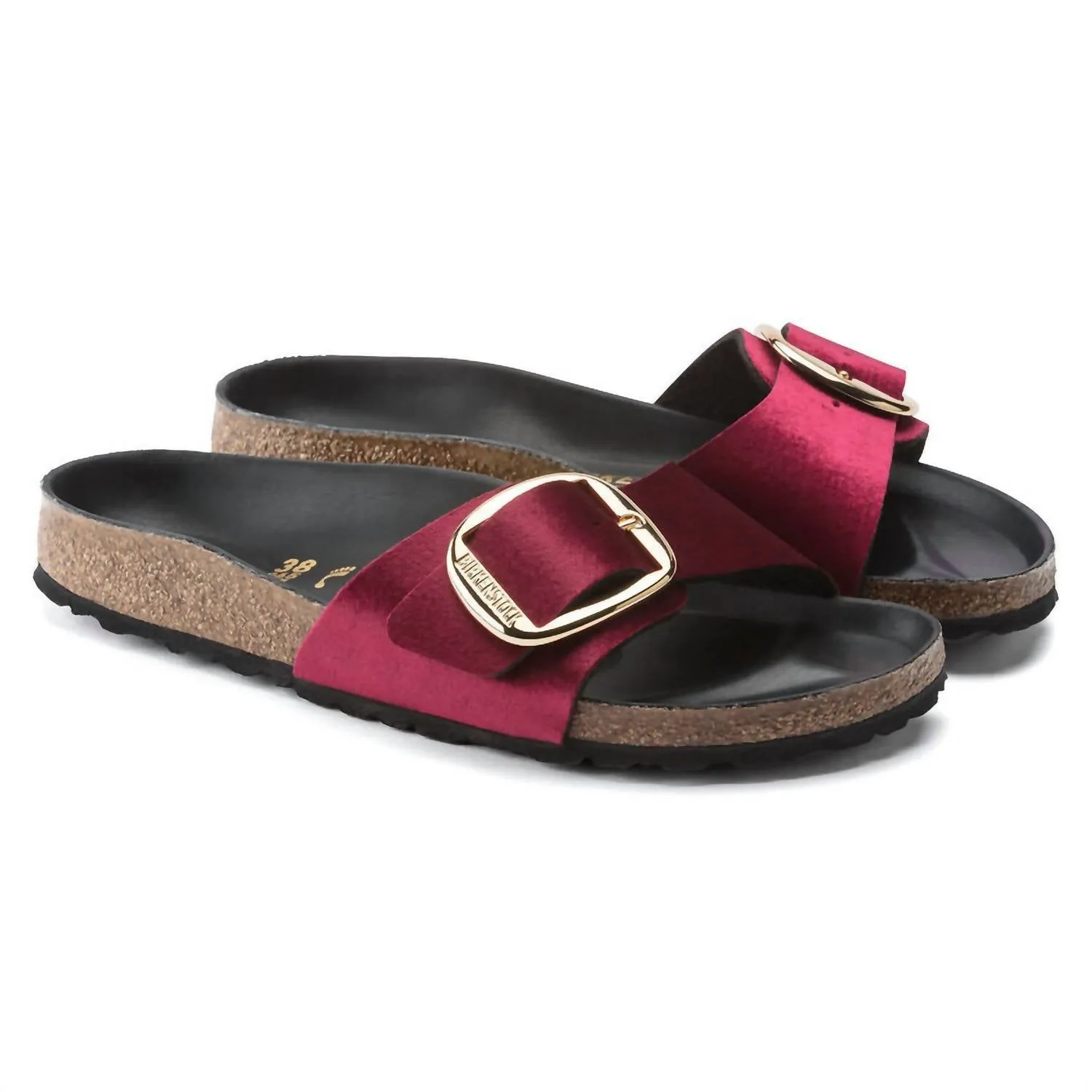 Sandale unisexe Madrid à grande boucle (étroite) en velours marron