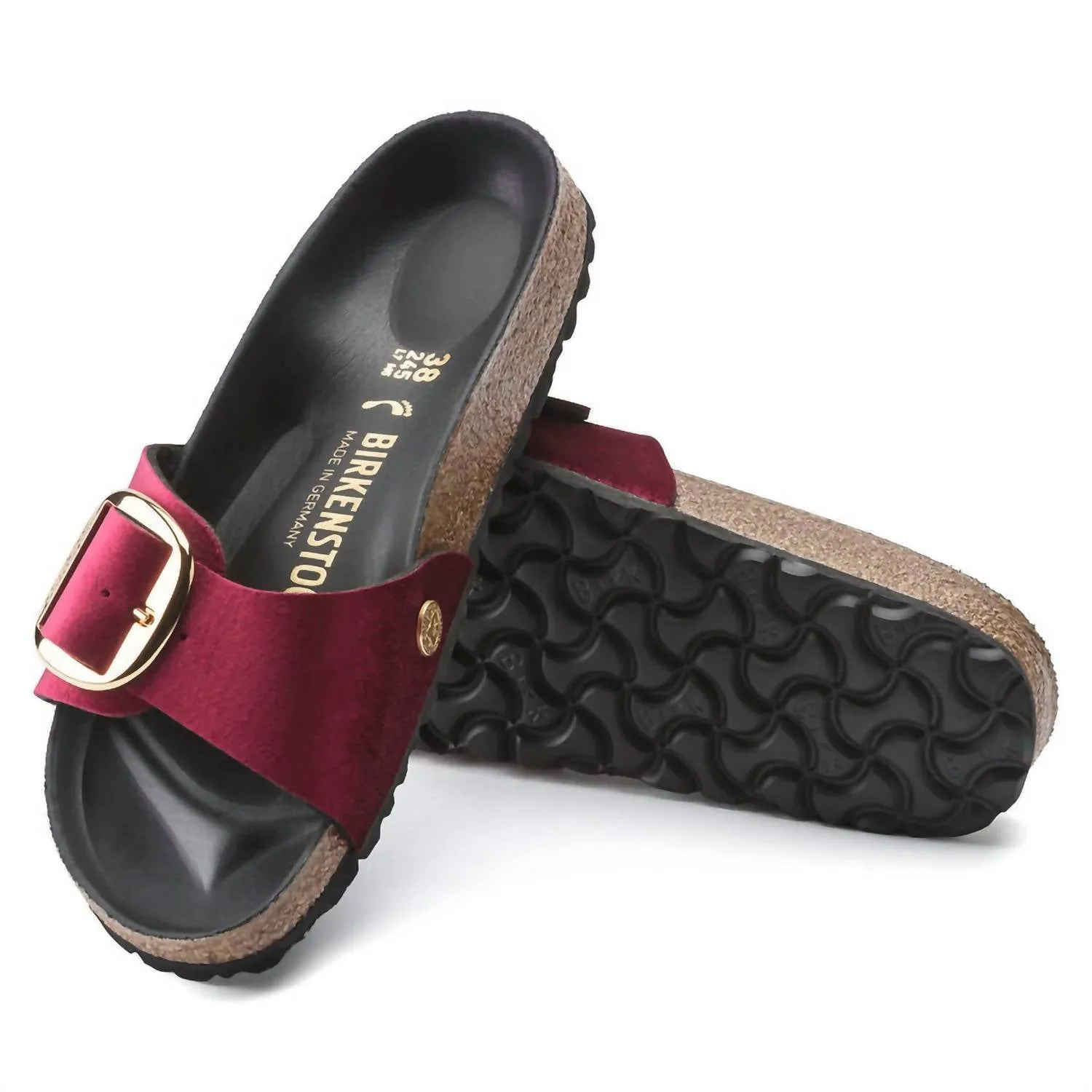 Sandale unisexe Madrid à grande boucle (étroite) en velours marron