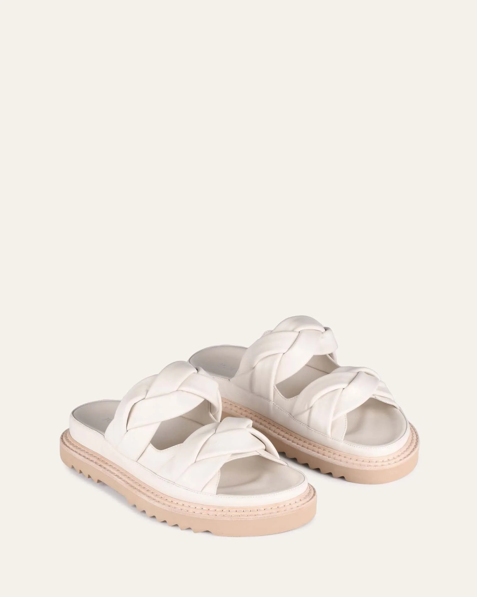 VENUS FLAT SLIDES EN CUIR BLANC