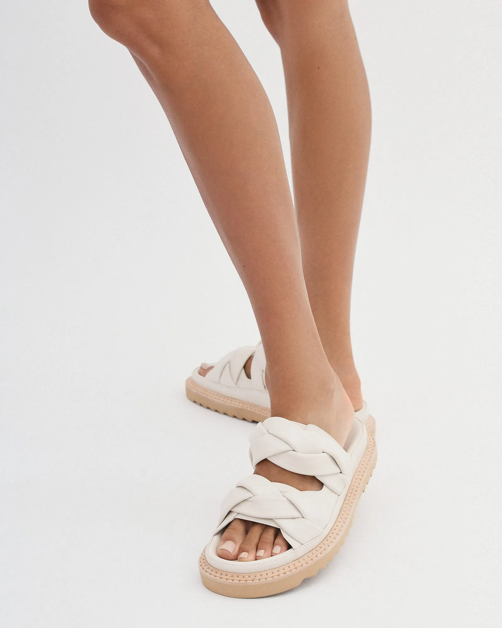 VENUS FLAT SLIDES EN CUIR BLANC