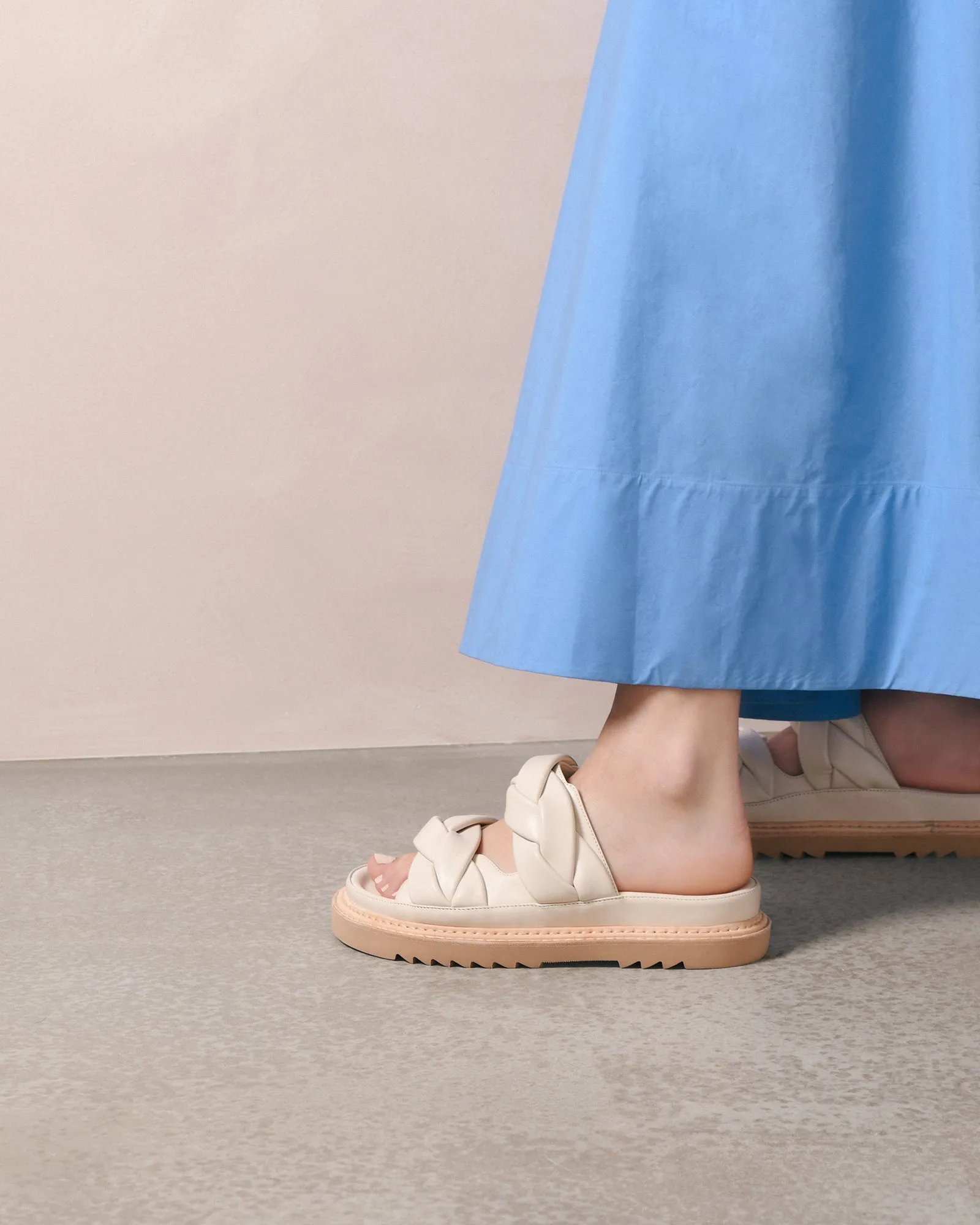 VENUS FLAT SLIDES EN CUIR BLANC