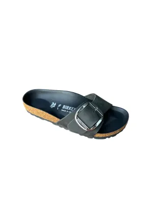 Sandale Femme Madrid à Grande Boucle en Cuir Noir