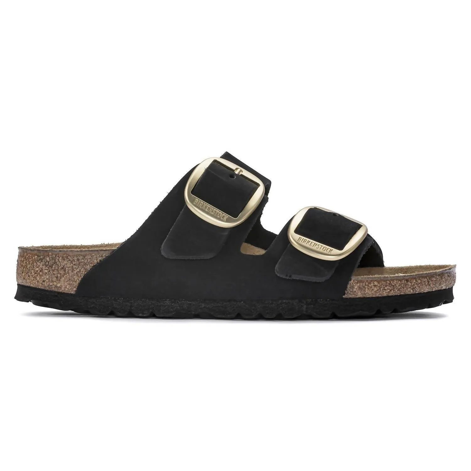 Sandale Arizona à grande boucle pour femme - Largeur étroite en nubuck noir