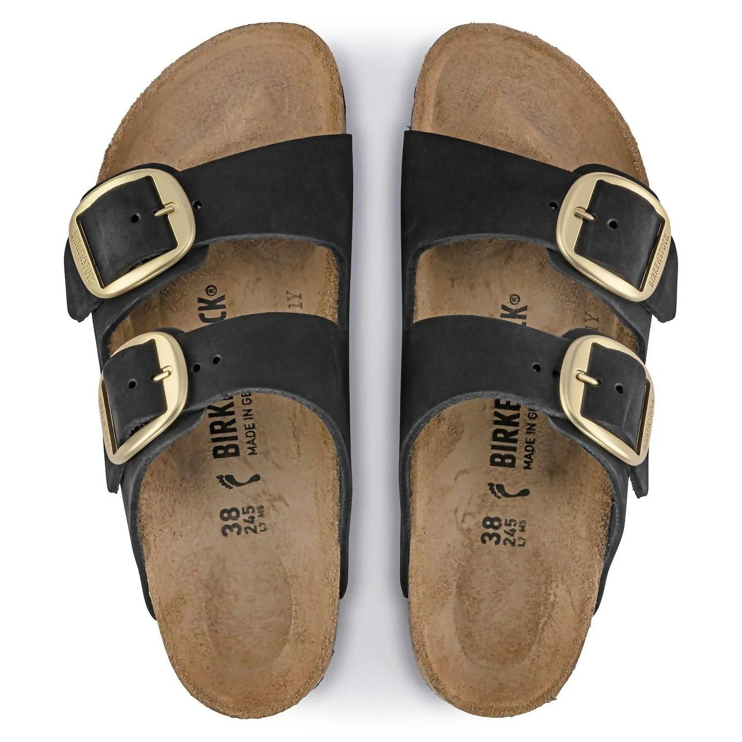 Sandale Arizona à grande boucle pour femme - Largeur étroite en nubuck noir