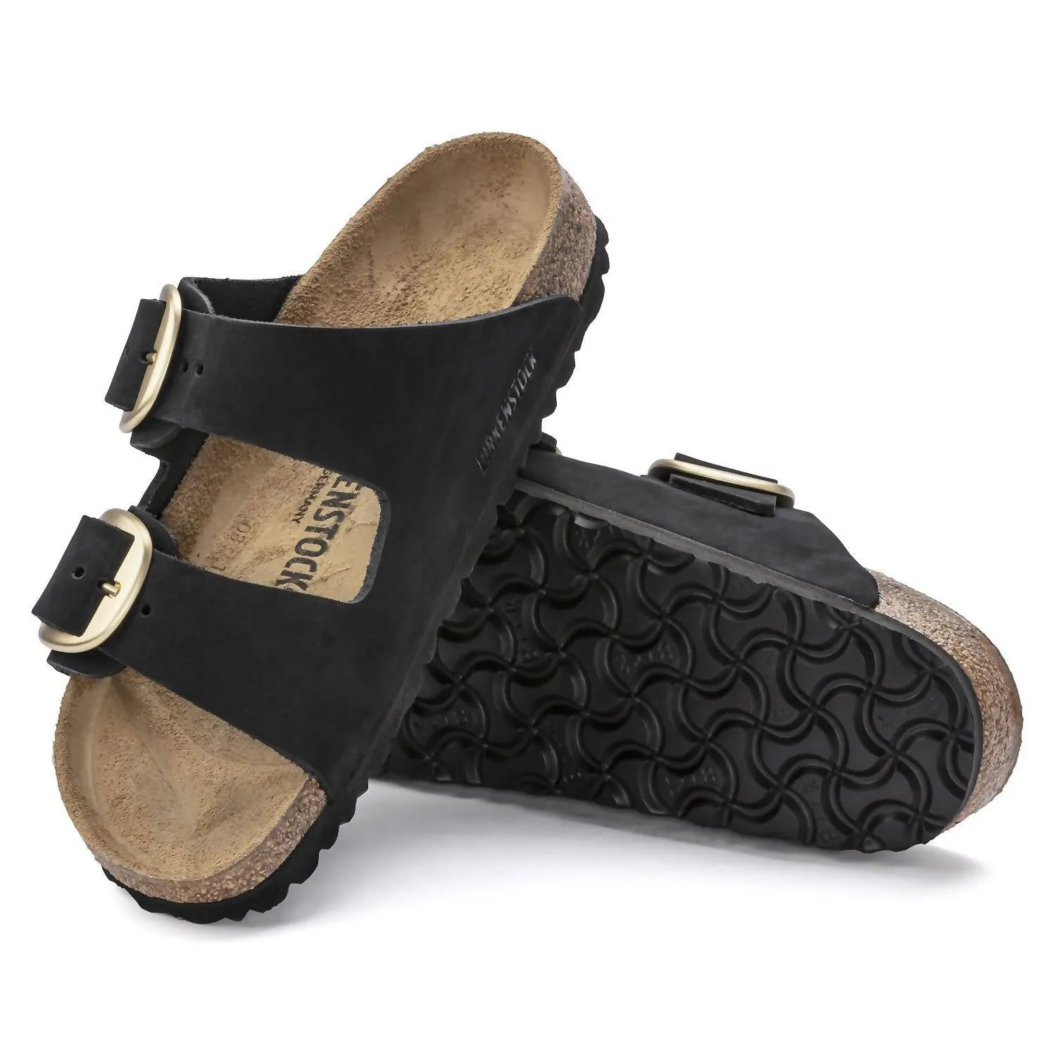 Sandale Arizona à grande boucle pour femme - Largeur étroite en nubuck noir