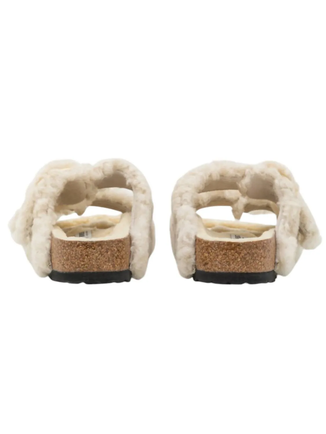 Mule Arizona à grande boucle et rivets en teddy couleur coquille d'œuf pour femme