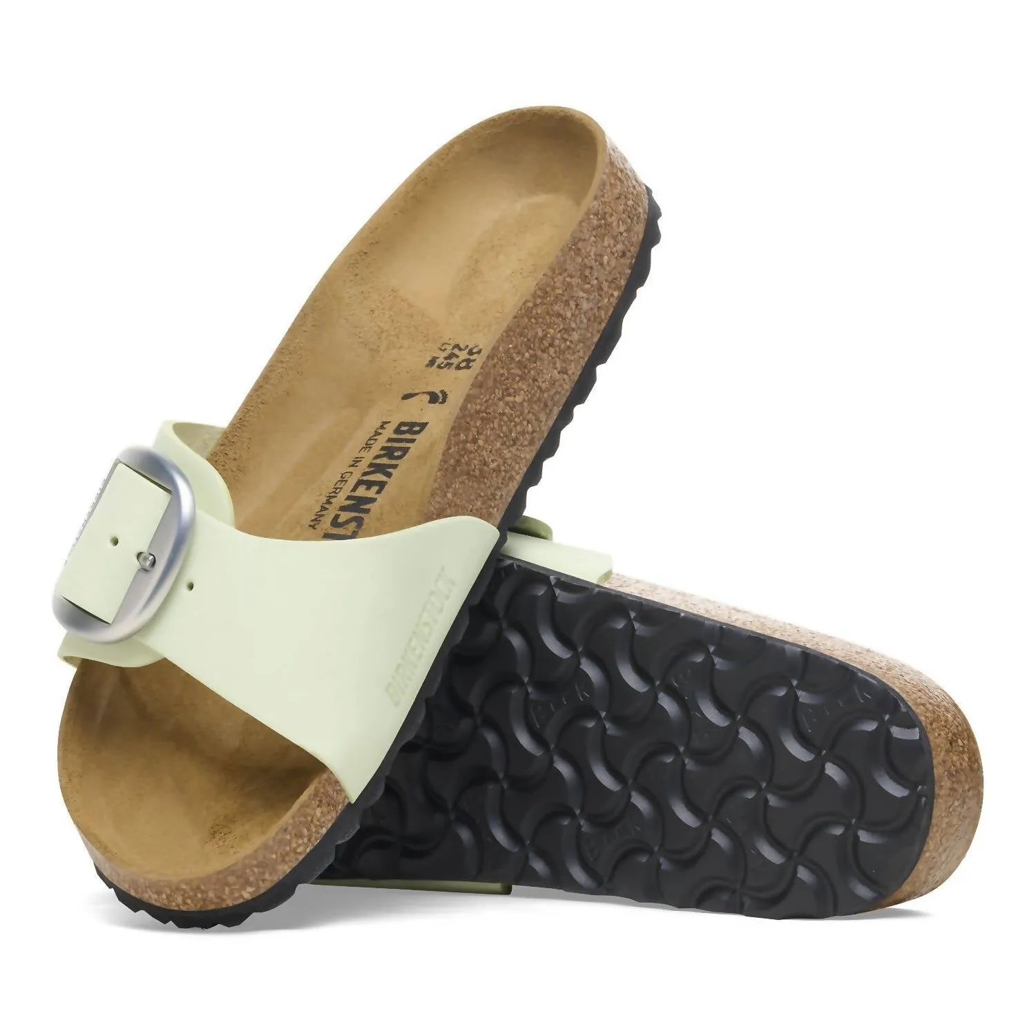 Sandale Madrid à grande boucle pour femme en vert lime délavé