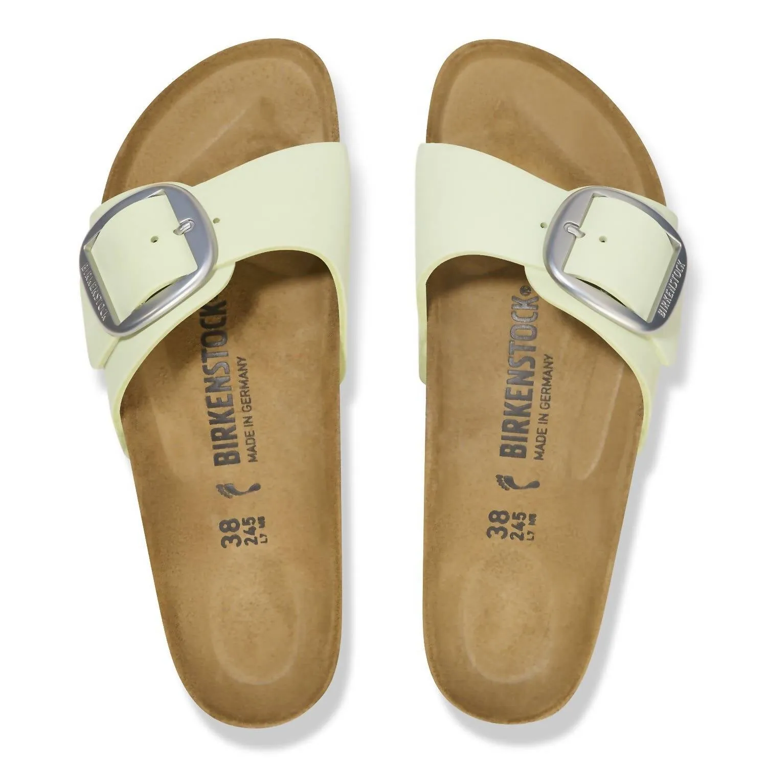 Sandale Madrid à grande boucle pour femme en vert lime délavé