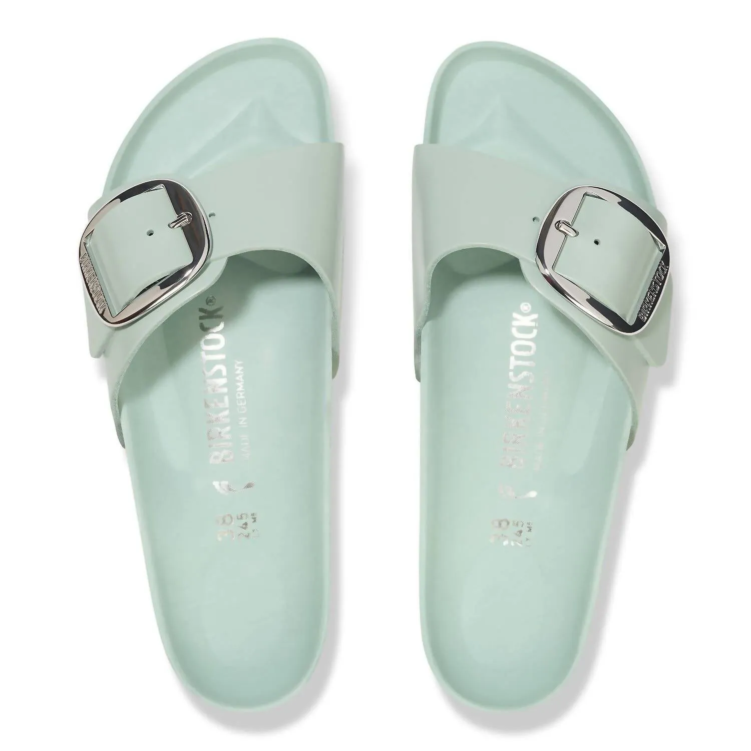 Sandale Madrid à grande boucle pour femme en vert surf brillant