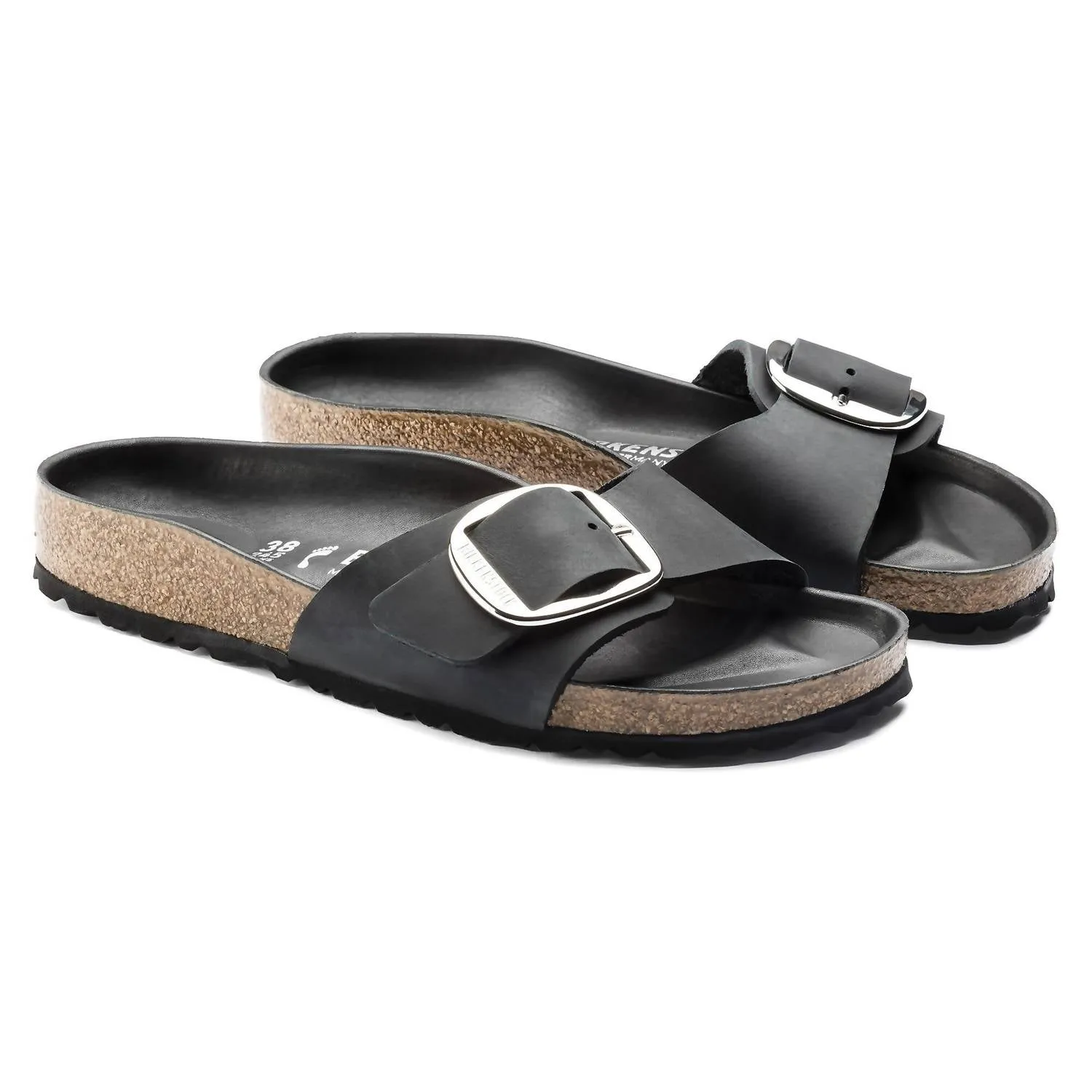 Sandales Madrid à Grande Boucle pour Femmes - Largeur Étroite en Noir