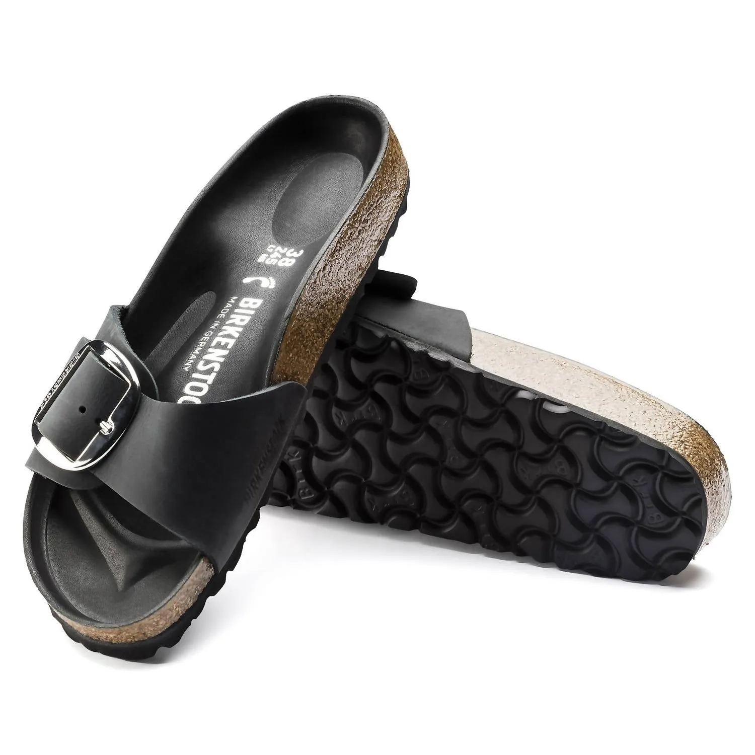 Sandales Madrid à Grande Boucle pour Femmes - Largeur Étroite en Noir